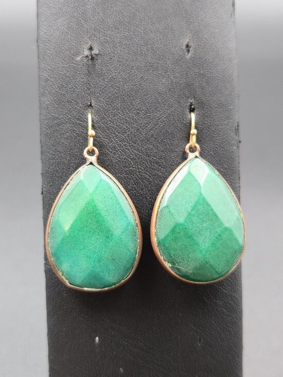 Jewelry - Copper Faceted Semi Precious Stone Large Dangle Earrings A6288